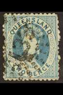 QUEENSLAND  1868-78 2d Deep Blue, Perf.12½x13, Wmk SG Type W5, SG 115, Used, Tiny Tear, Cat.£600. For More Images, Pleas - Other & Unclassified