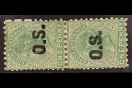 SOUTH AUSTRALIA  Official 1876-80 1d Deep Green, Perf. 10 X 11½-12½, SG O45, Vertical Pair Fine Mint, Unpriced By SG, Ra - Andere & Zonder Classificatie