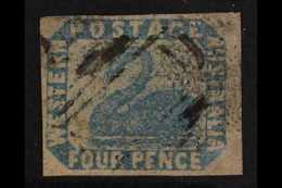 WESTERN AUSTRALIA  1954-55 4d Pale Blue Imperf, SG 3, Expertly Repaired Corner, Fine Used. Lovely Looking Stamp. For Mor - Andere & Zonder Classificatie