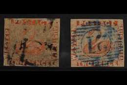 WESTERN AUSTRALIA  1860-64 2d Pale Orange & 2d Orange-vermillion Imperf, SG 24/25, Both With Four Close Margins, Good To - Altri & Non Classificati