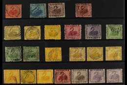 WESTERN AUSTRALIA  1861-81 OLD TIME USED COLLECTION Presented On A Stock Card. Includes 1861 (Swan Wmk) Perf 14 4d Vermi - Altri & Non Classificati