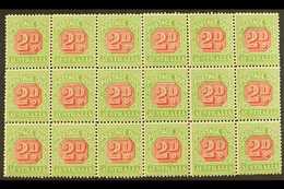 POSTAGE DUES  1901 2d Rosine And Yellow Green, SG D65, Mint Block Of 18, (2 Og) Rest NHM, Showing Minor Plate Flaws  For - Altri & Non Classificati