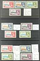 1935  Silver Jubilee, SG 141/144, Three Complete Sets Showing Various Identified MINOR VARIETIES, Fine Mint. (12 Stamps) - Autres & Non Classés