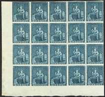 1852-55  (no Value) Slate-blue Britannia Prepared For Use But Not Issued, SG 5a, Very Fine Mint Lower Left Corner BLOCK  - Barbados (...-1966)