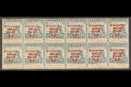 1907 MULTIPLE WITH VARIETIES  KINGSTON RELIEF FUND, PART PANE Of 12 Stamps - Fifth Setting, Ovpt Upright, With Missing S - Barbados (...-1966)