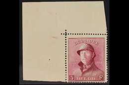 1919  5f Carmine-lake King Albert Tin Hat (COB 177, Michel 157, SG 249), Fine Mint Upper Left Corner Example, Very Fresh - Altri & Non Classificati