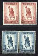 1932  Infantry Memorial Complete Set (SG 618/19, Michel 342/43, COB 351/52), Never Fine Mint Horizontal PAIRS, Very Scar - Andere & Zonder Classificatie