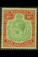 1924-32  10s Green & Red On Pale Emerald, Wmk Script CA, SG 92, Very Fine Mint. For More Images, Please Visit Http://www - Bermuda