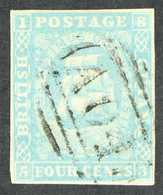 1853-55  4c Blue With Figures In Corners Framed, SG 21, Used With 4 Margins. For More Images, Please Visit Http://www.sa - Brits-Guiana (...-1966)