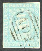 1853-55  4c Blue With Figures In Corners Framed, SG 21, Used With 4 Margins. For More Images, Please Visit Http://www.sa - British Guiana (...-1966)