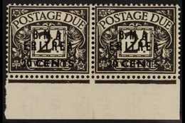 ERITREA  POSTAGE DUES 1948 20c On 2d Agate, Horizontal Pair Both Showing Variety "No Stop After A", SG ED 3a, Very Fine  - Africa Oriental Italiana