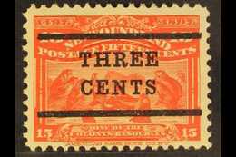 1920  3c On 15c Bright Scarlet, Type A Overprint (Bars 10½mm Apart), SG 145, Fine Mint. For More Images, Please Visit Ht - Altri & Non Classificati