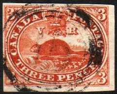 1857  3d Red Imperf Beaver On Machine-made Wove Paper, SG 18, Fine Used With Four Clear To Large Margins, And With Neat  - Andere & Zonder Classificatie