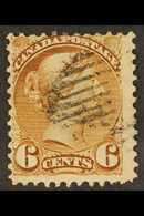 1870-93  6c Yellow-brown Small Queen With SEMI-MAJOR RE-ENTRY - COMPLETE LOWER FRAMELINE DOUBLED, Unitrade 39iii, Fine U - Autres & Non Classés