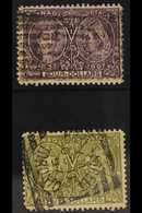 1897 JUBILEE FORGERIES  $4 Violet And $5 Olive-green (SG 139/140), Very Convincing Line Engraved FORGERIES Used, Attribu - Other & Unclassified