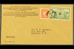 OFFICIAL  1950-7 10c Green With "G" Overprint, SG OS21, Used On 1953 "Soldier Settlement" Cover, Alongside KGVI 4c Vermi - Other & Unclassified