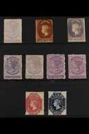 1857-1867 CHALON TYPES.  UNUSED GROUP On A Stock Card, A Few Regummed, Includes 1857-64 ½d Perf 12½, 1861-64 5d Clean-cu - Ceilán (...-1947)