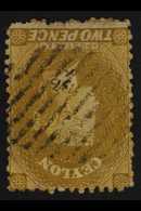 1863-66  2d Ochre WATERMARK INVERTED & REVERSED Variety, SG 51y, Fine Used, Tiny Thin Spot, Fresh & Very Scarce, Cat £60 - Ceylan (...-1947)