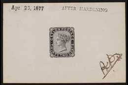 1872-80 IMPERF DIE PROOF  For The 32c Value (SG 128) Printed In Black On Ungummed Card, Endorsed "AFTER HARDENING", Init - Ceylon (...-1947)