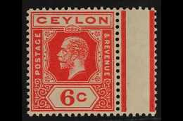 1912-25  1912-25 6c Pale Scarlet WATERMARK SIDEWAYS Variety, SG 305a, Never Hinged Mint, With Gutter Margin At Right, Ve - Ceilán (...-1947)