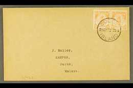 1950  (Nov) neat Envelope To Perak Bearing Perak 2c Orange (SG 129) Pair Tied By COCOS ISLAND Cds. For More Images, Plea - Cocos (Keeling) Islands