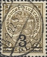 LUXEMBOURG 1916 Arms Surcharged - 3 On 2c - Brown FU - 1907-24 Abzeichen