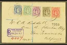 1897  (June) Highly Attractive Envelope Registered To San Francisco, Bearing Queen Makea Takau 1d, 1½d, 2½d, 5d And 19d, - Cook Islands