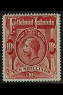 1912  10s Red On Green, Geo V, SG 68, Very Fine Mint. For More Images, Please Visit Http://www.sandafayre.com/itemdetail - Falkland Islands