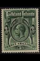 1921  3s Green, Wmk Script CA, Geo V, SG 80, Very Fine Mint. For More Images, Please Visit Http://www.sandafayre.com/ite - Falkland