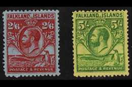 1929  2s 6d And 5s "Whale And Penguin", SG 123/4, Fine Mint. (2 Stamps) For More Images, Please Visit Http://www.sandafa - Falklandeilanden