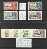 1935  Silver Jubilee, SG 139/142, Two Complete Sets Showing Various Identified Unlisted MINOR VARIETIES, Fine Mint. (8 S - Falklandeilanden