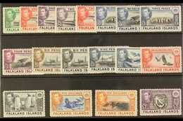 1938-50  KGVI Pictorial Definitives Complete Set, SG 146/63, Very Fine Mint. (18 Stamps) For More Images, Please Visit H - Falkland