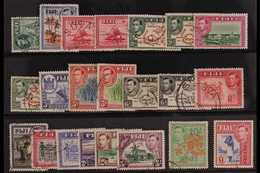 1938-55  Complete Basic King George VI Definitive Set, SG 249/266b, Fine Used. (22 Stamps) For More Images, Please Visit - Fiji (...-1970)