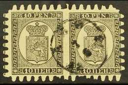 1871  10p Black/buff, Wove Paper, Type III Serpentine Roulette, SG 59, Fine Cds Used Intact Pair, Right Hand Stamp With  - Other & Unclassified