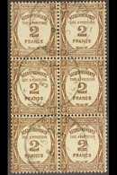 POSTAGE DUES  1927-31 2f Bistre-brown (Yvert 62, SG D461), Fine Cds Used BLOCK Of 6, Fresh & Scarce. (6 Stamps) For More - Sonstige & Ohne Zuordnung