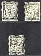 POSTAGE DUES  1881 - 92 1fr, 2fr And 5fr In Black, Yv 22/4, Very Fine Used. Scarce High Values. (3 Stamps) For More Imag - Other & Unclassified