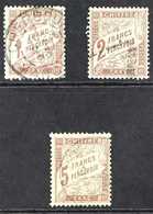 POSTAGE DUES  1884 1fr, 2fr, 5fr In Brown, Yv 25/27, Very Fine Used. (3 Stamps) For More Images, Please Visit Http://www - Altri & Non Classificati