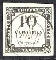 POSTAGE DUES  1859 10c Black, Litho, Yv 1, Very Fine Used With Central "Apt" Cds Cancel. Photo Cert. For More Images, Pl - Autres & Non Classés