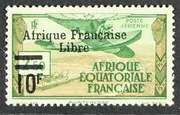 FRENCH EQUATORIAL AFRICA  1940-41 AIR "Afrique Francaise Libre" Overprinted 10f On 2f50 Green And Flesh (Yvert 20, SG 16 - Andere & Zonder Classificatie