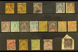 INDO - CHINA  1889-99 USED 19TH CENTURY RANGE On  A Stock Card. Includes 1889 5 On 35c Surcharges In Red And Black, 1891 - Otros & Sin Clasificación