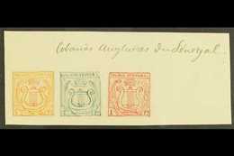 THE ENGLISH COLONY OF SENEGAL?  Three Small Stamp Sized Hand Painted Essays Created In 1861 By An Artist From France, Fe - Andere & Zonder Classificatie