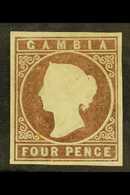 1869  4d Pale Brown No Wmk, SG 2, Mint Part OG With 4 Good Neat Margins. For More Images, Please Visit Http://www.sandaf - Gambia (...-1964)