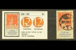 1922 - VARIETY.  12m+8m Red & Lilac "Fund For The Old & For The Children" (SG 248) With HOOK AT FOOT OF "2" Plate Flaw ( - Andere & Zonder Classificatie