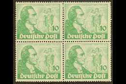 1949  10pf Green Goethe (Michel 61, SG B61), Mint (two Stamps Are Never Hinged) BLOCK Of 4 With One Stamp Showing Michel - Sonstige & Ohne Zuordnung