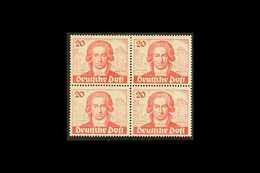 1949  20pf Carmine Goethe (Michel 62, SG B62), Superb Mint (two Stamps Are Never Hinged) BLOCK Of 4, Very Fresh & Scarce - Altri & Non Classificati