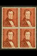 1951  20pf Brown-lake Lortzing (Michel 74, SG B74), Superb Never Hinged Mint BLOCK Of 4, Very Fresh. (4 Stamps) For More - Altri & Non Classificati