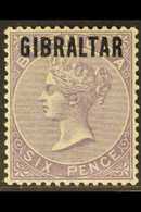 1886  6d Deep Lilac Overprinted, SG 6, Mint With Large Part Gum, Light Crease At Base, Fresh ! For More Images, Please V - Gibilterra