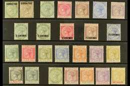 1886-1898 QV MINT SELECTION.  An ALL DIFFERENT Selection On A Stock Card That Includes 1886 "Gibraltar" Opt'd ½d & 2d, 1 - Gibilterra