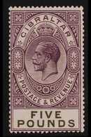 1925  £5 Violet And Black, SG 108, A Beautiful And Very Fine Mint Example Of This Classic Very High Value, Post Office F - Gibraltar