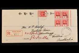 1920  (April) An Attractive OHMS Legal Size Envelope Registered Ocean Island To Australia, Bearing War Tax 1d Single And - Islas Gilbert Y Ellice (...-1979)